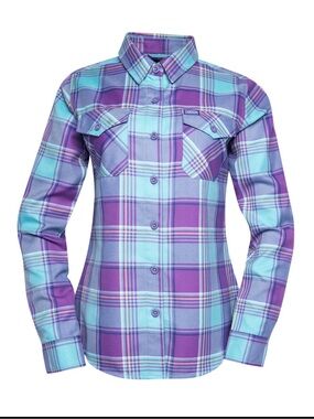 DIXXON REDEEMER Purple & Teal Plaid Women's Button-Down Shirt
